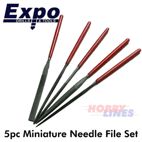 Needle Files 5pc Minature Steel Wallet Hand 3 Square Half Round Expo Tools 72535