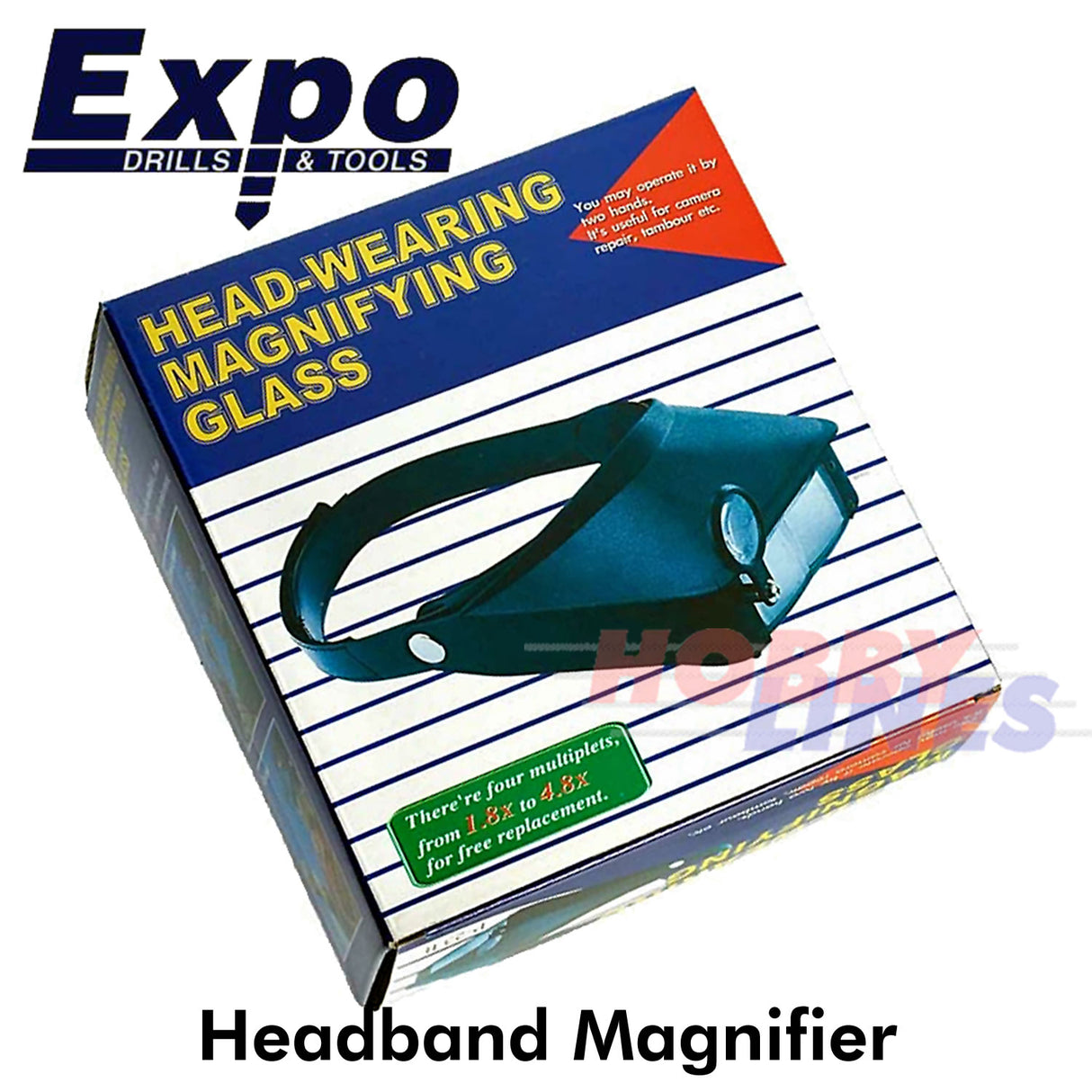 Headband Magnifier 3 lenses 1.8x 2.3x 3.7x 4.8x Magnification Expo Tools 73840