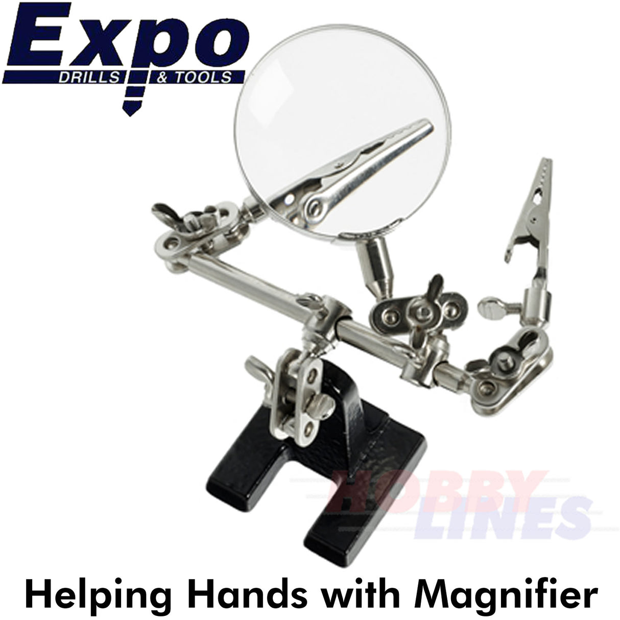 HELPING HANDS with GLASS MAGNIFIER 3rd Hand work holder Expo Tools 73860