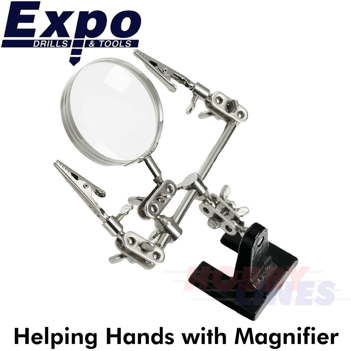 HELPING HANDS with GLASS MAGNIFIER 3rd Hand work holder Expo Tools 73860