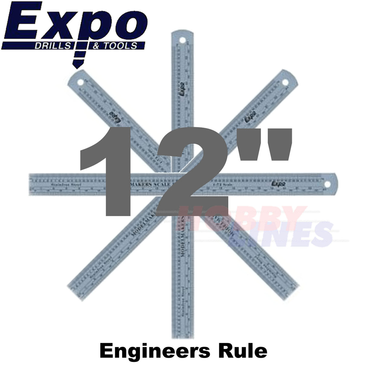 Engineers 12" Rule Stainless Steel conversion chart on reverse Expo Tools 74011