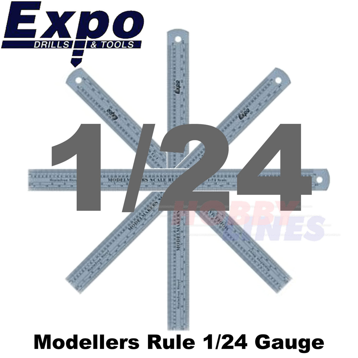 Modellers Scale Rule 1/24 12" Metric & Imperial Stainless Steel Expo Tools 74124