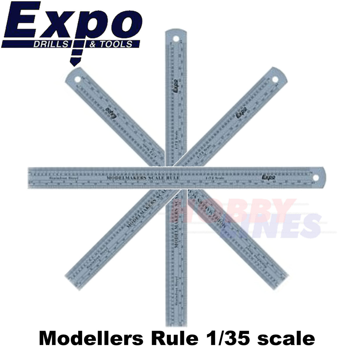 Modellers Scale Rule 1/35 12" Metric & Imperial Stainless Steel Expo Tools 74135