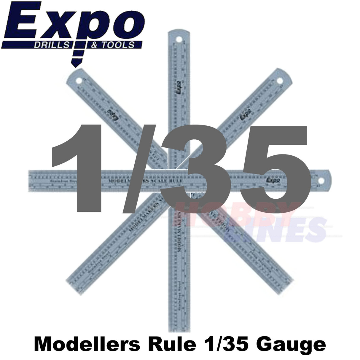 Modellers Scale Rule 1/35 12" Metric & Imperial Stainless Steel Expo Tools 74135