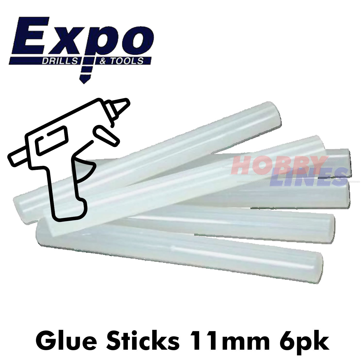 Glue Sticks 11mm (7/16") 6 pack for Hot Glue Gun Expo Tools 74333