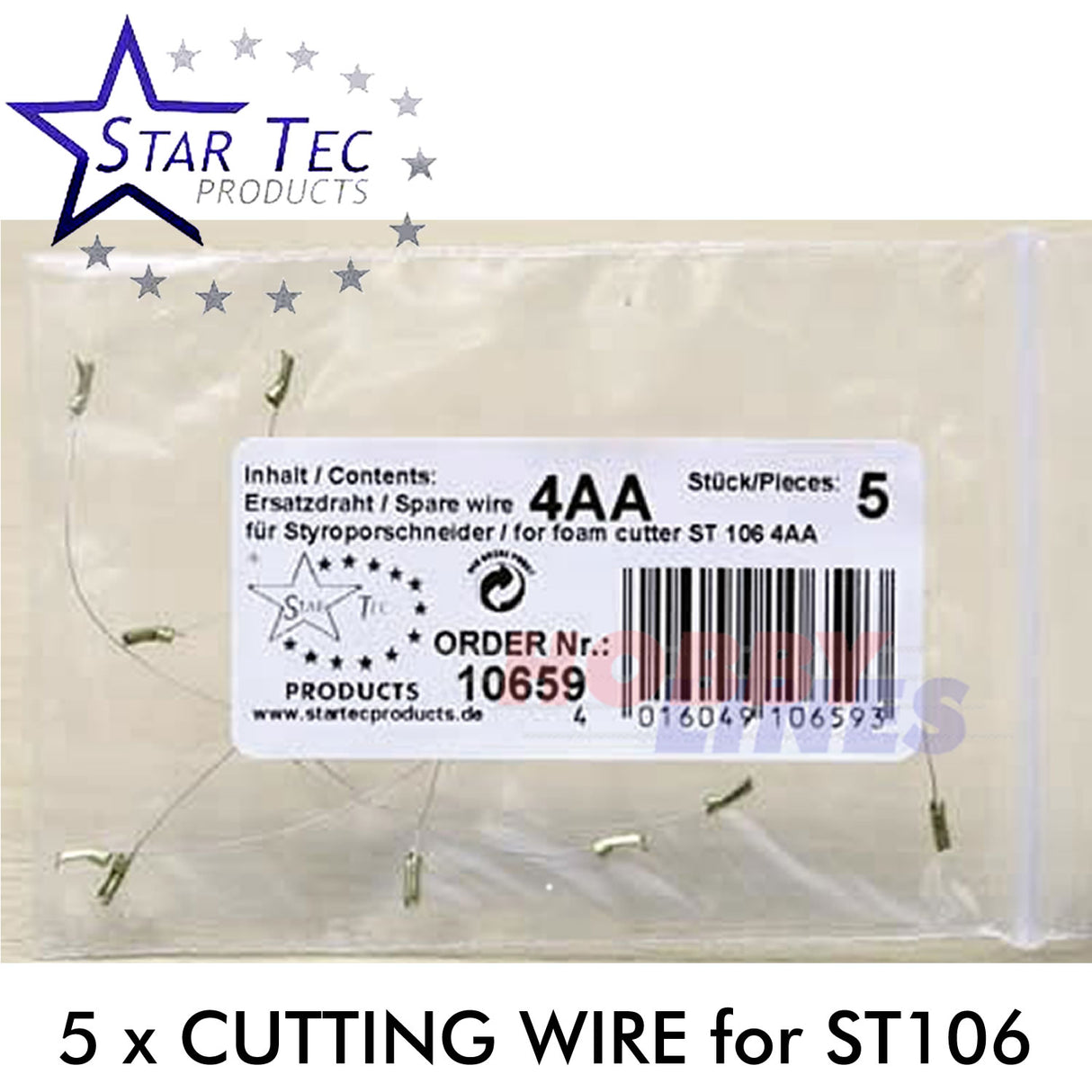 QUICK CHANGE WIRES pk 5 for Hot Wire Foam & Polystyrene Cutter StarTec ST106