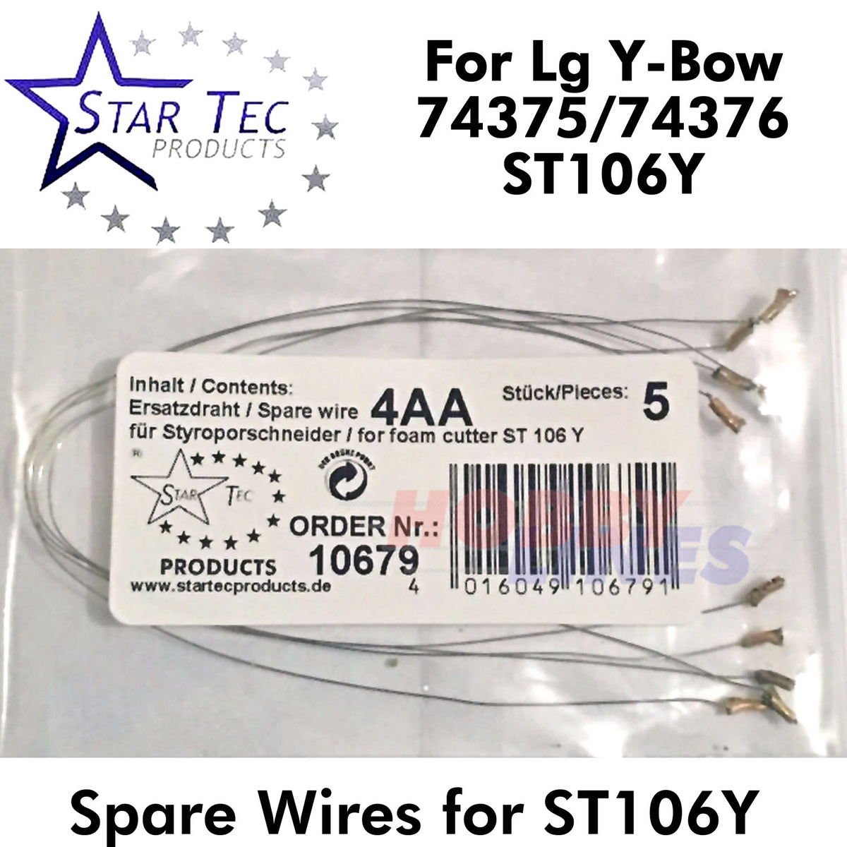QUICK CHANGE WIRES pk 5 for Large Y-Bow Hot Wire Foam Cutter StarTec ST10621