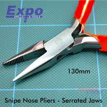 Load image into Gallery viewer, Expo Tools Pro Pliers SNIPE NOSE SERRATED JAWS double leaf spring 75559
