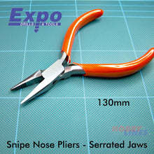 Load image into Gallery viewer, Expo Tools Pro Pliers SNIPE NOSE SERRATED JAWS double leaf spring 75559
