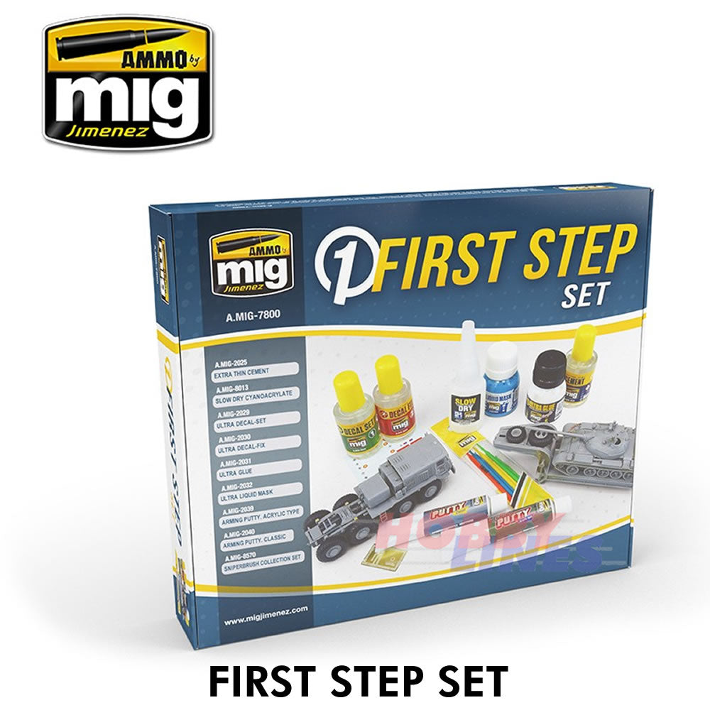 FIRST STEPS SET Model Makers Super Starter Pack kit AMMO Mig Jimenez MIG7800