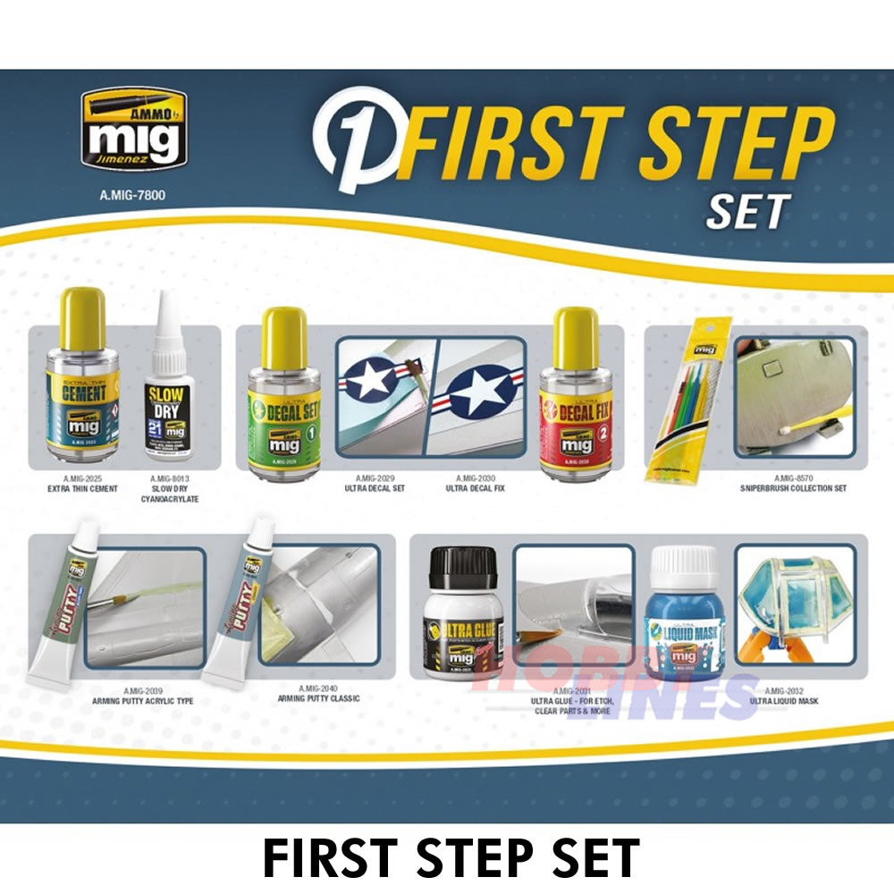 FIRST STEPS SET Model Makers Super Starter Pack kit AMMO Mig Jimenez MIG7800