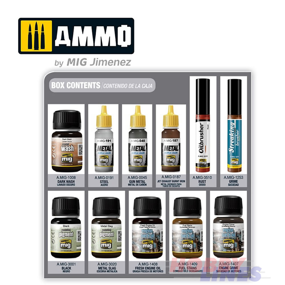 WEATHERING EFFECT for ENGINES Super Pack AMIG7804 AMMO by Mig Jimenez