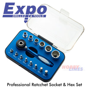 PRO RATCHET SOCKET & HEX KEY SET Tool Kit Cycle Accessories Expo Tools 78130