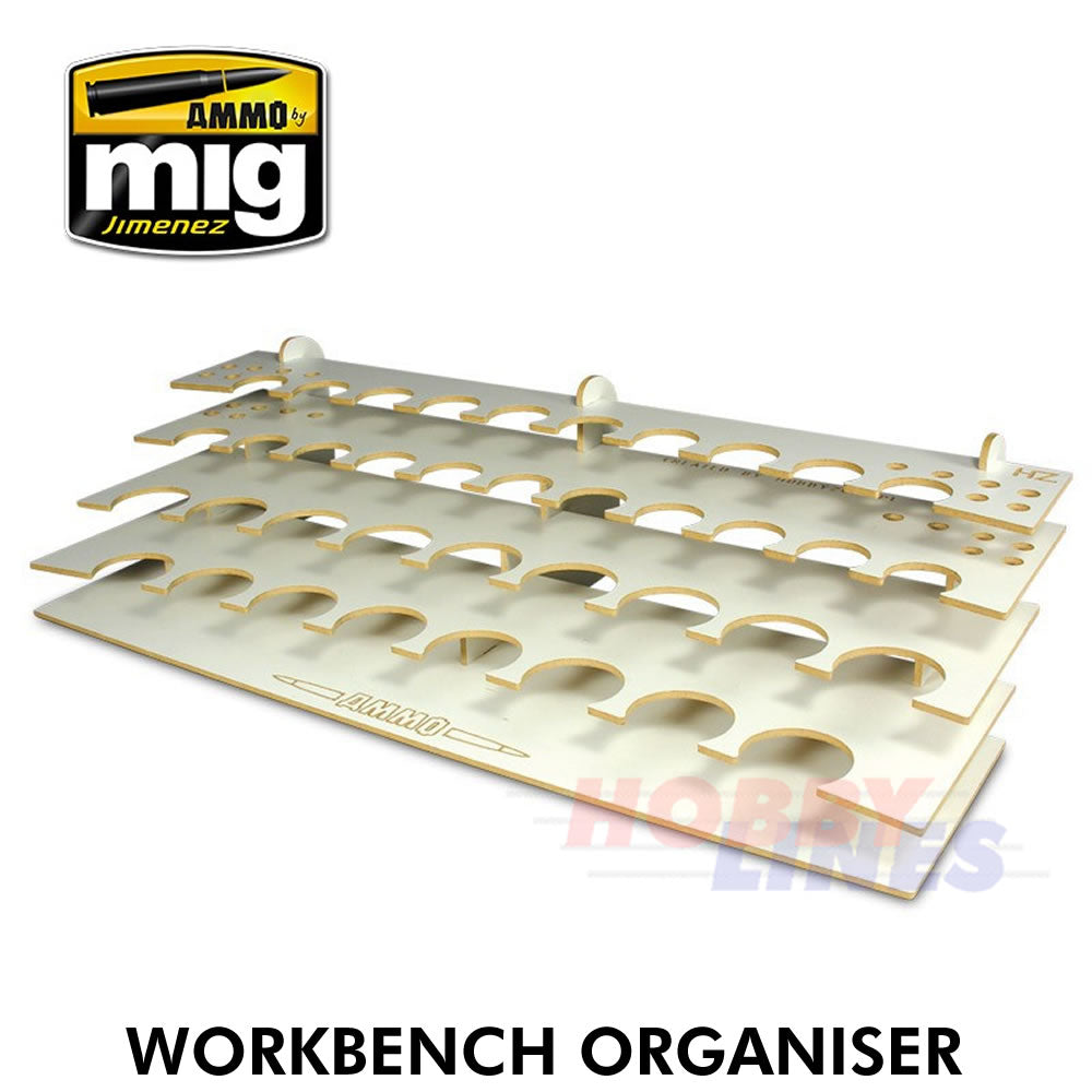 WORKBENCH ORGANISER for Paints Jars & Brushes AMMO Mig Jimenez Mig8001