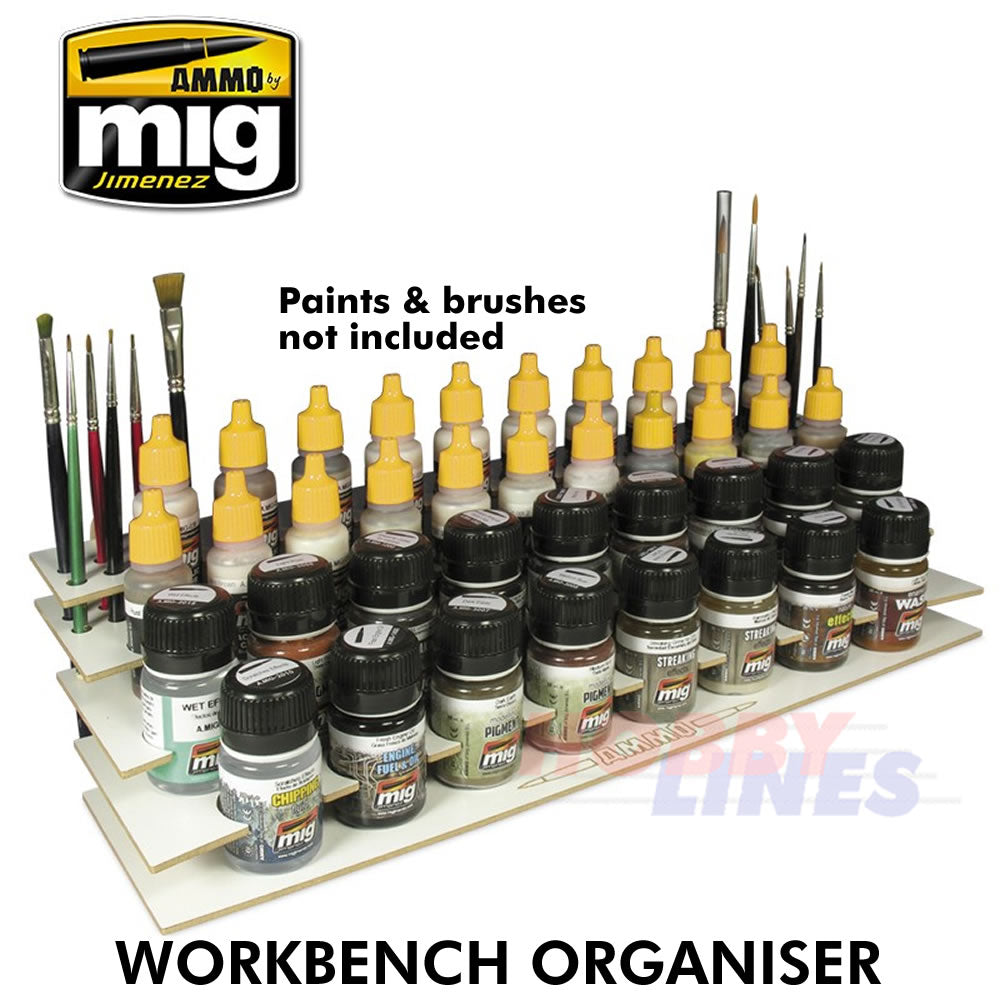 WORKBENCH ORGANISER for Paints Jars & Brushes AMMO Mig Jimenez Mig8001