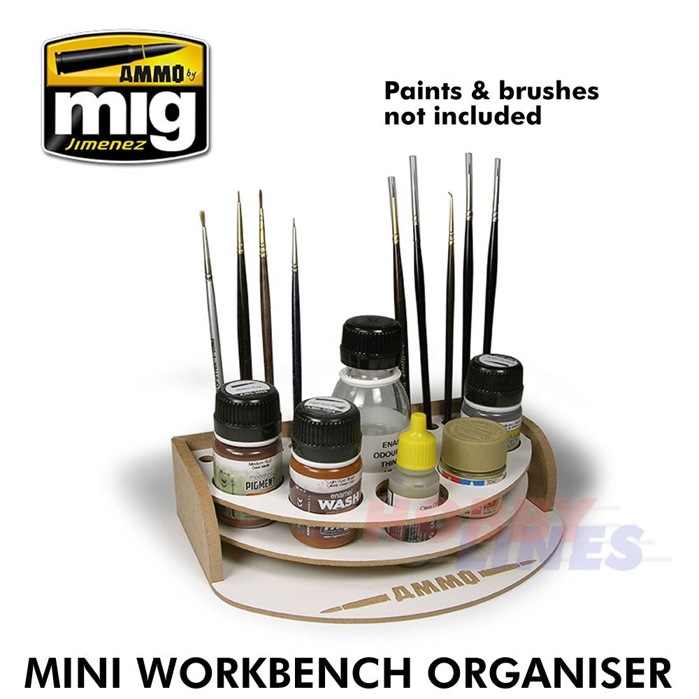 MINI WORKBENCH ORGANISER for Paints Jars & Brushes AMMO Mig Jimenez Mig8002