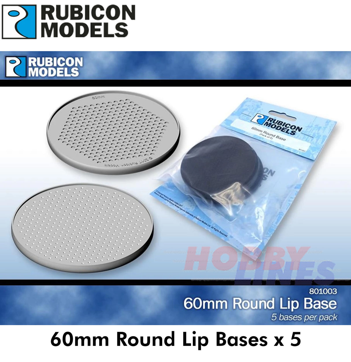 ROUND BASES 60mm raised rim mount miniature figure / model Rubicon Models 801003