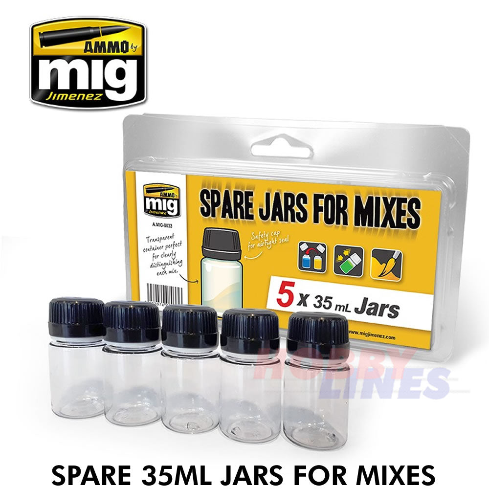 SPARE JARS FOR MIXES (5 x 35 ml jars) AMMO Mig Jimenez Mig8033
