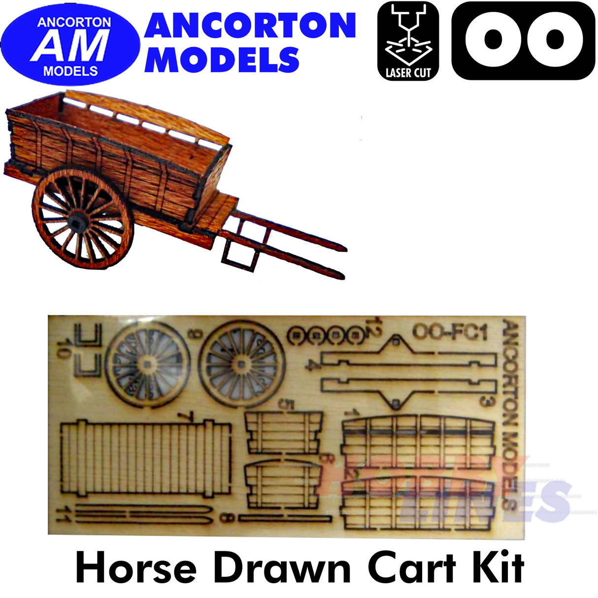 FARM CART Horse Drawn laser cut kit OO gauge 1:76 scale Ancorton Models OOFC1