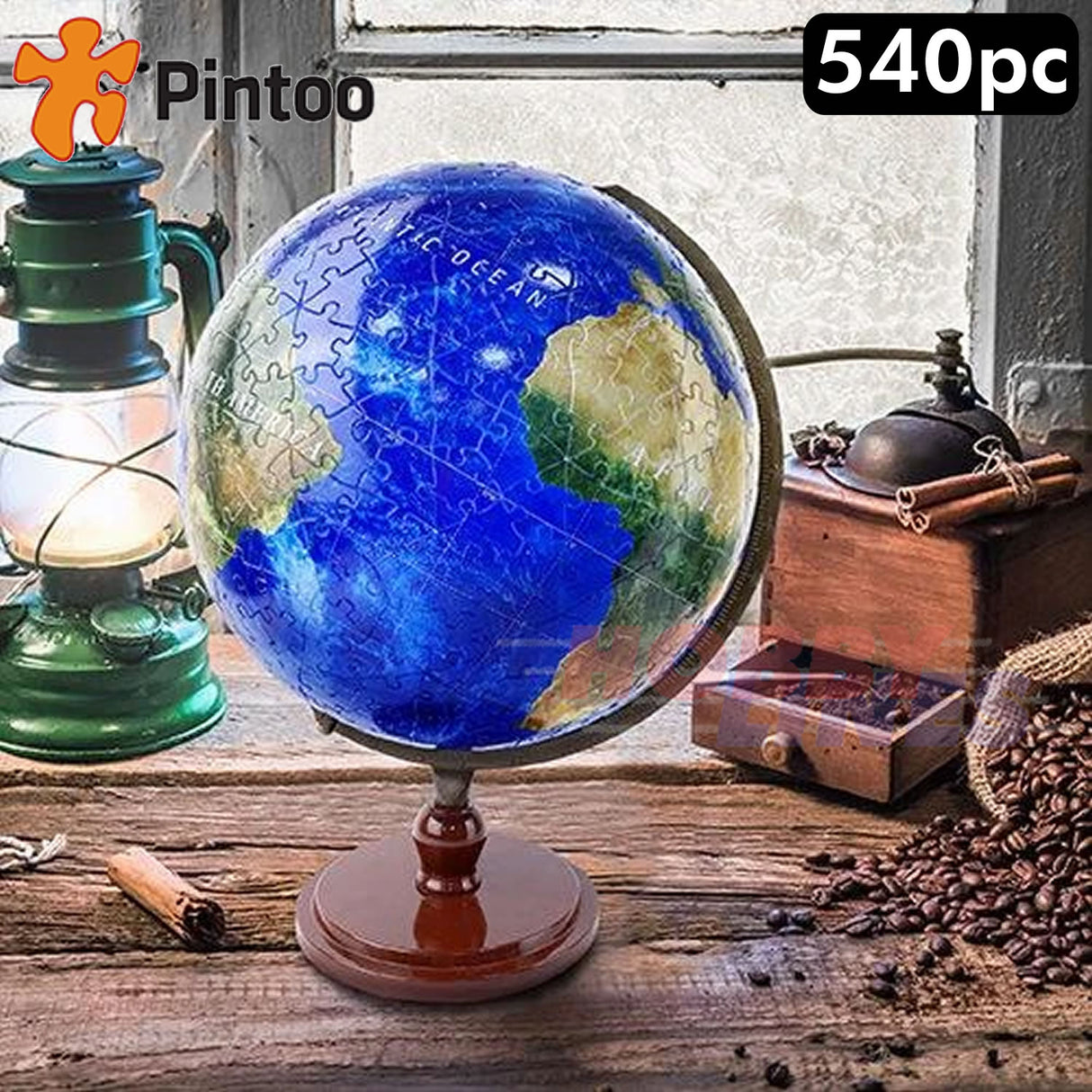 3D Puzzle Globe 9" RESPLENDENT EARTH Translucent pieces 540pc PINTOO A3490