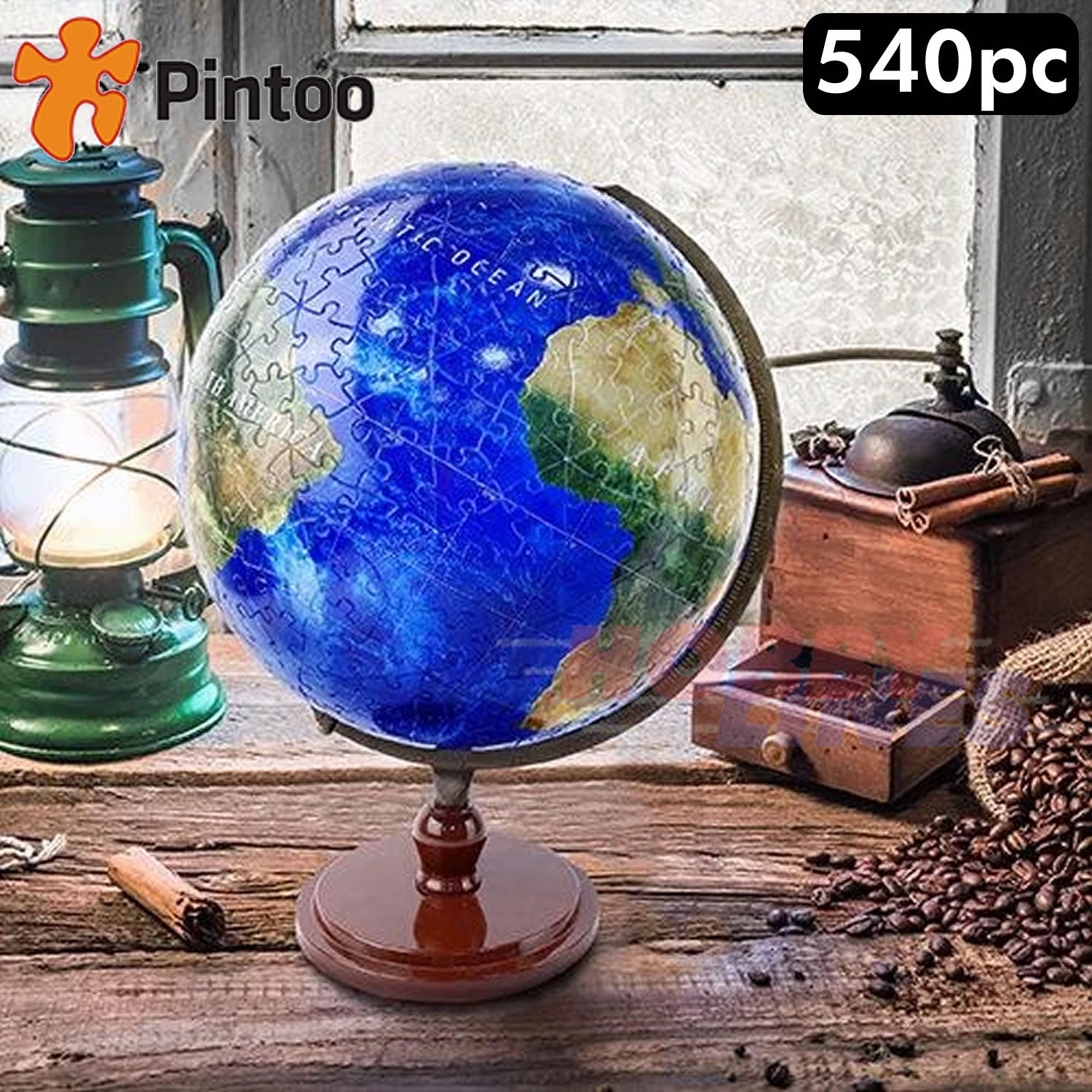 3D Puzzle Globe 9" RESPLENDENT EARTH Translucent pieces 540pc PINTOO A3490