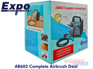 AIRBRUSH & COMPRESSOR Set - Dual Action Gravity Air brush & hose - EXPO AB602