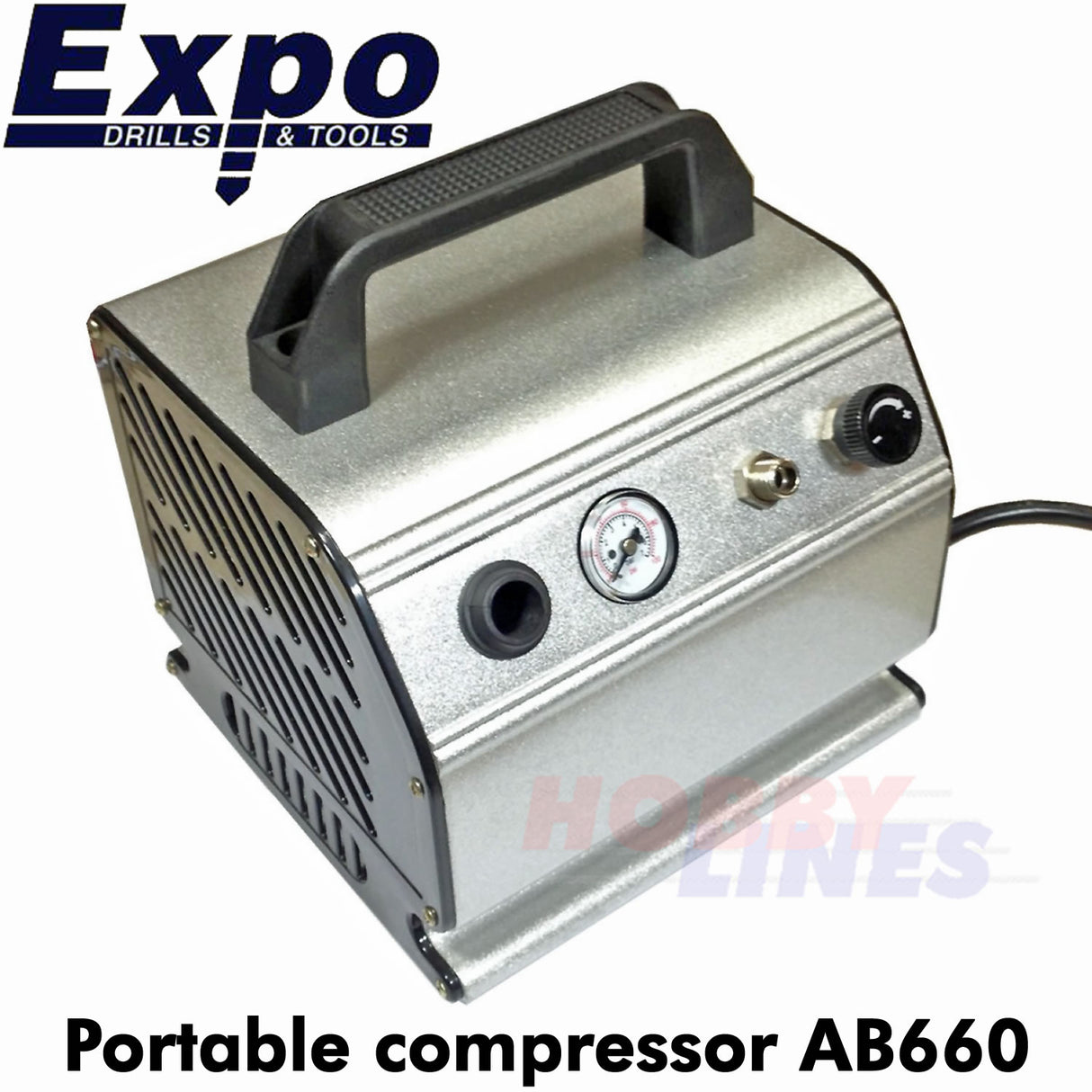 AIR COMPRESSOR 1/3L tank 20-23L/min oil less piston airbrush Expo Tools AB660