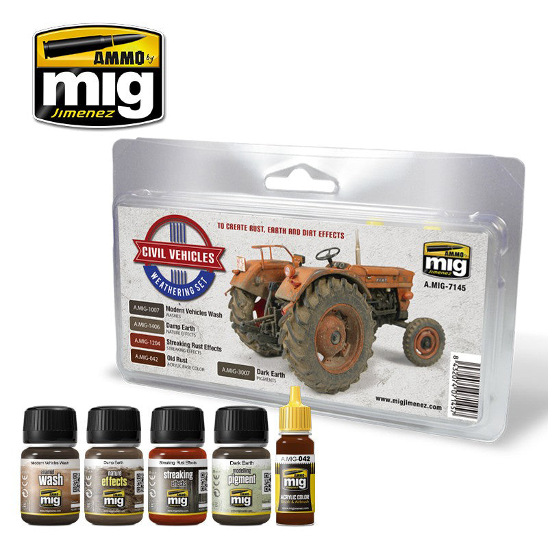 AMMO By Mig Jimenez Mig7145 CIVIL VEHICLES WEATHERING SET Paint Modelling