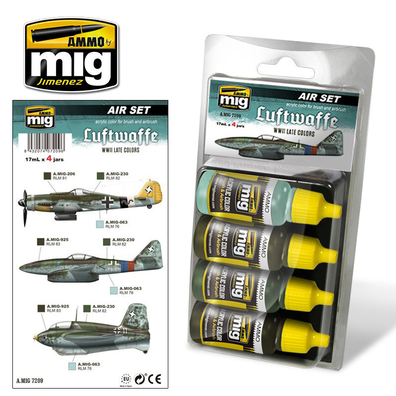 AMMO By Mig Jimenez Mig7209 LUFTWAFFE LATE WWII ACRYLIC PAINT SET Modelling