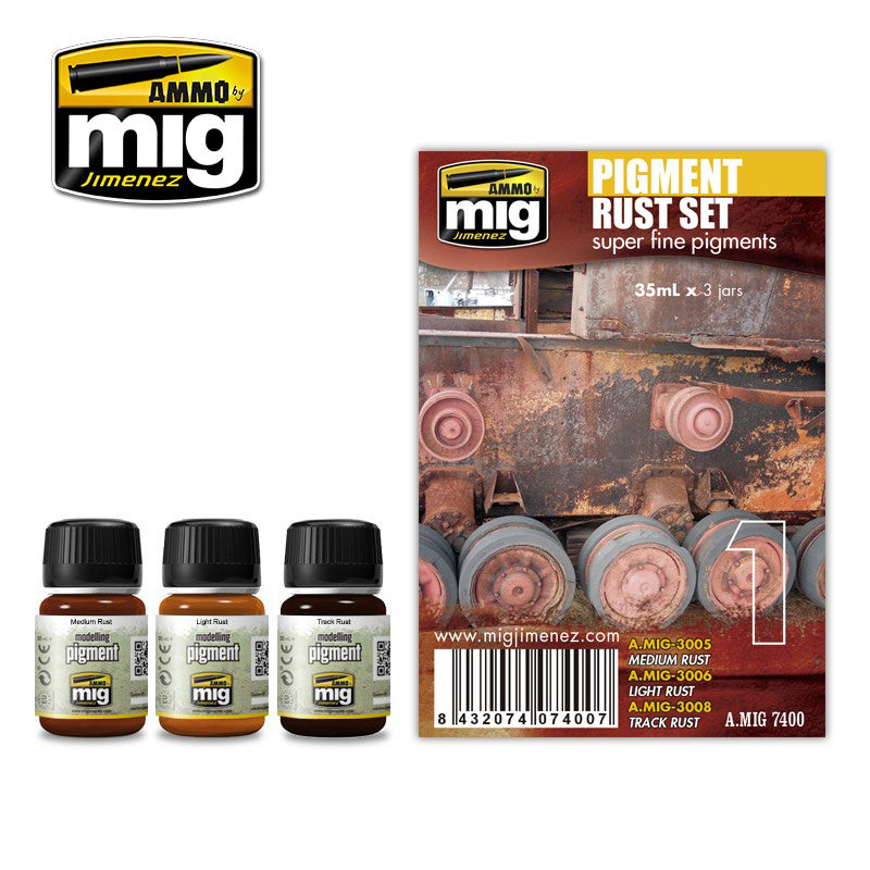 AMMO By Mig Jimenez MIG7400 PIGMENTS RUST ENAMEL WEATHERING SET Paint Modelling