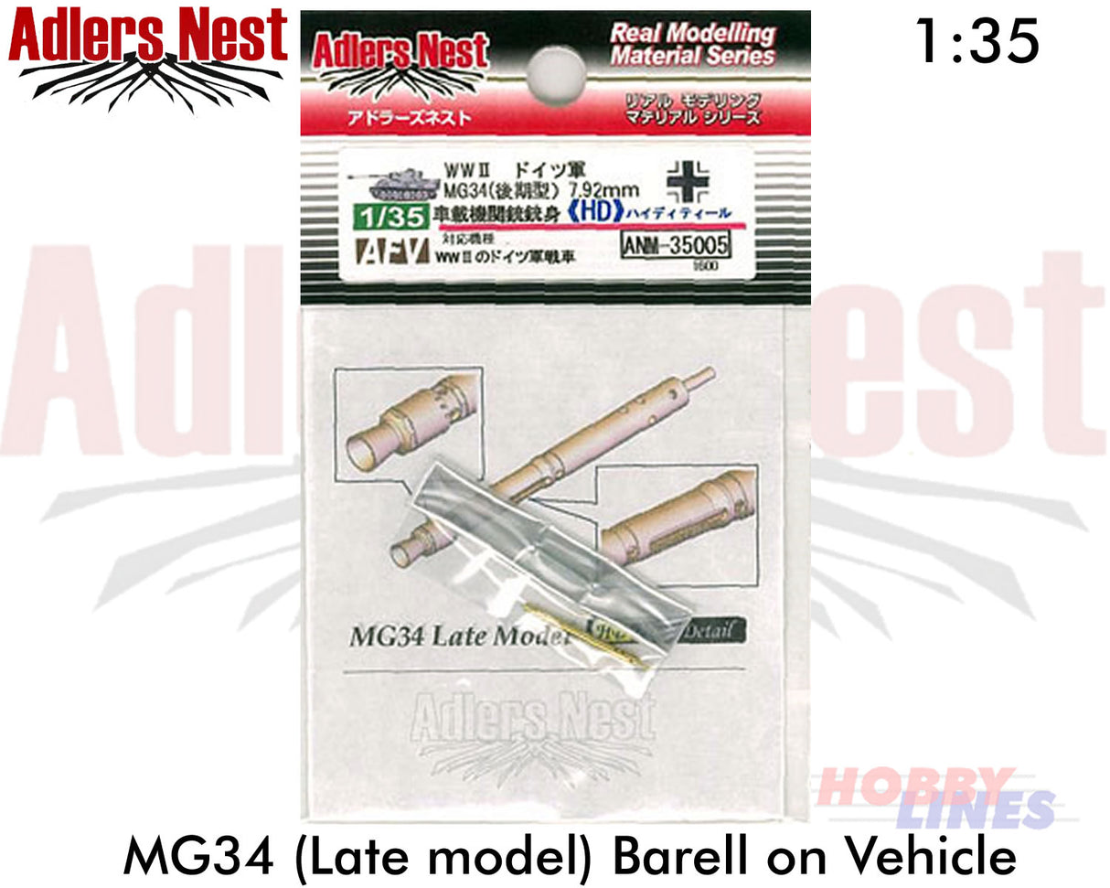 Adlers Nest ANM35005 1:35 MG34 Machine Gun Barell in Vehicle Late mod detail-up
