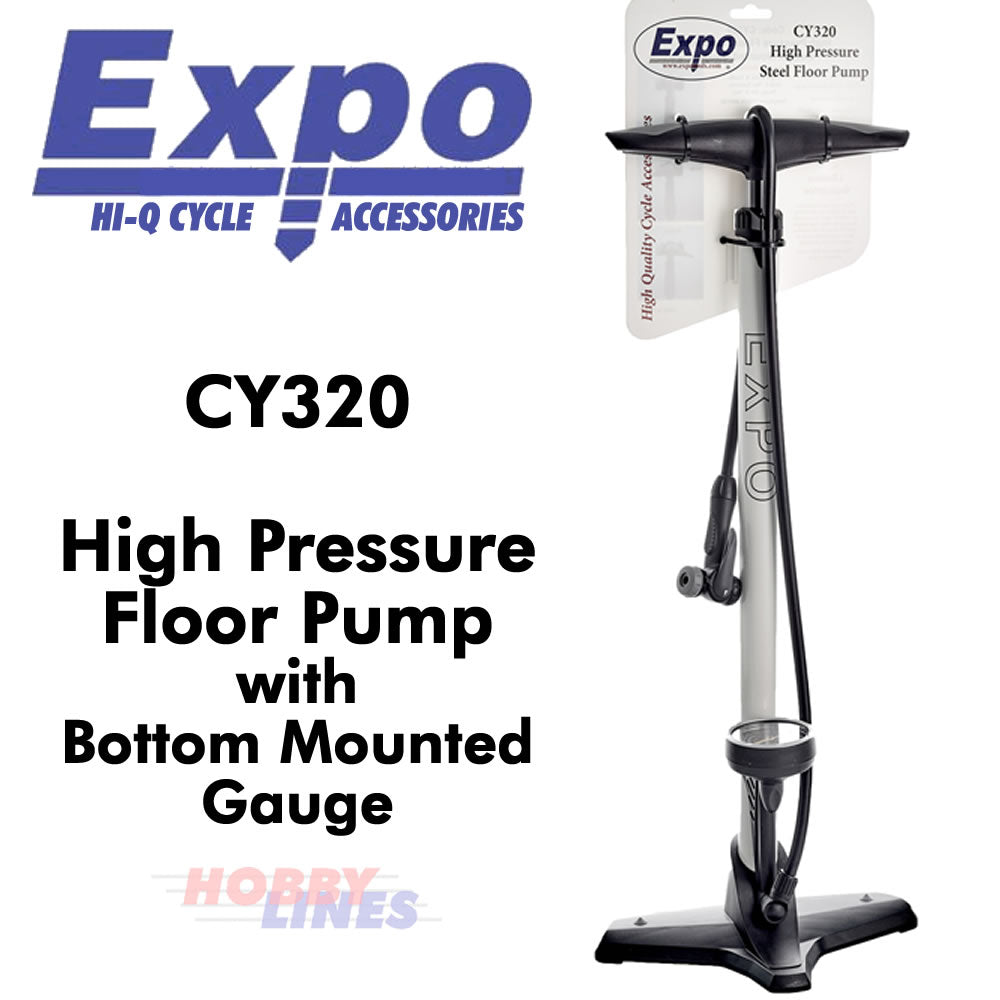 FLOOR PUMP High Pressure Bike Bottom Mount Gauge Presta Schrader ExpoTools CY320
