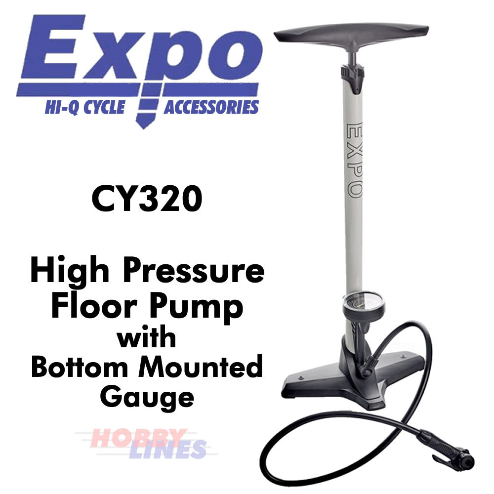 FLOOR PUMP High Pressure Bike Bottom Mount Gauge Presta Schrader ExpoTools CY320