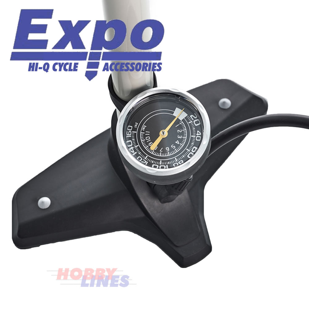 FLOOR PUMP High Pressure Bike Bottom Mount Gauge Presta Schrader ExpoTools CY320