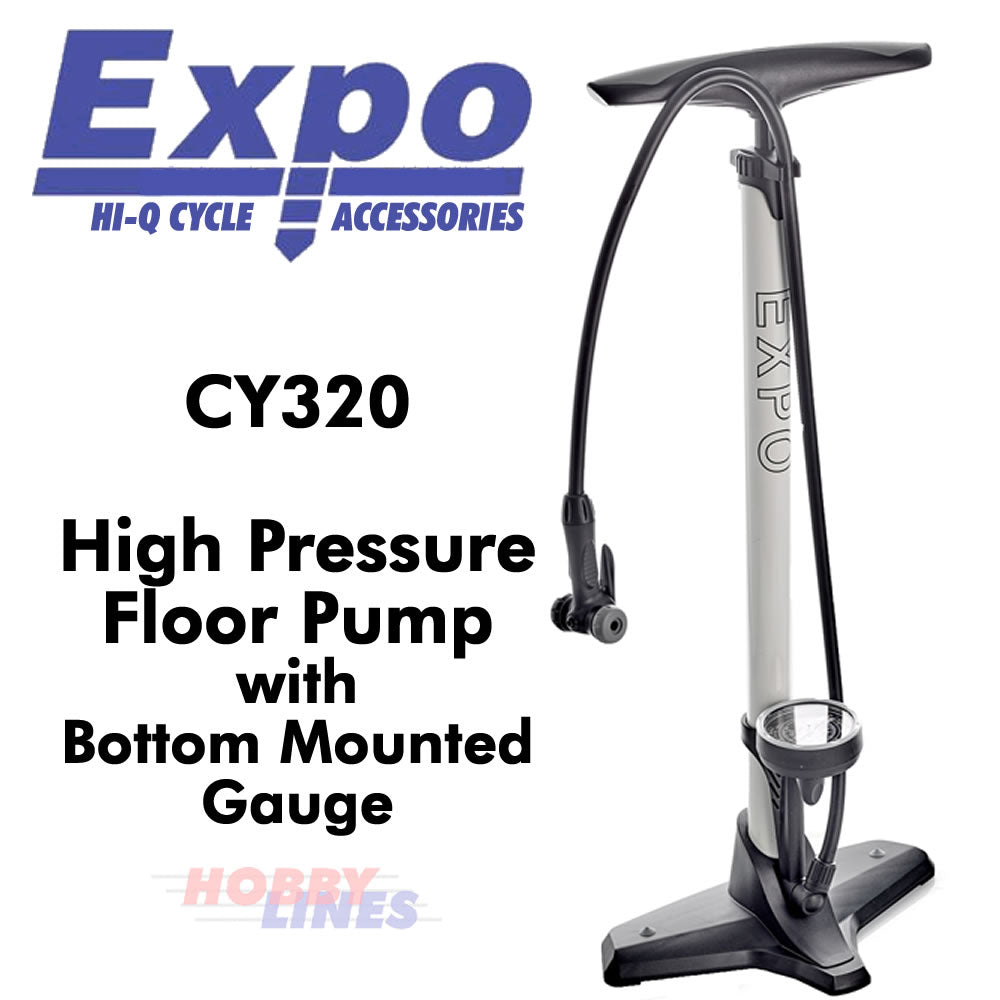 FLOOR PUMP High Pressure Bike Bottom Mount Gauge Presta Schrader ExpoTools CY320