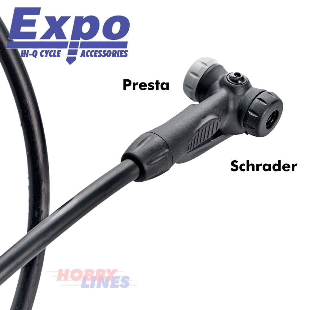 FLOOR PUMP High Pressure Bike Bottom Mount Gauge Presta Schrader ExpoTools CY320