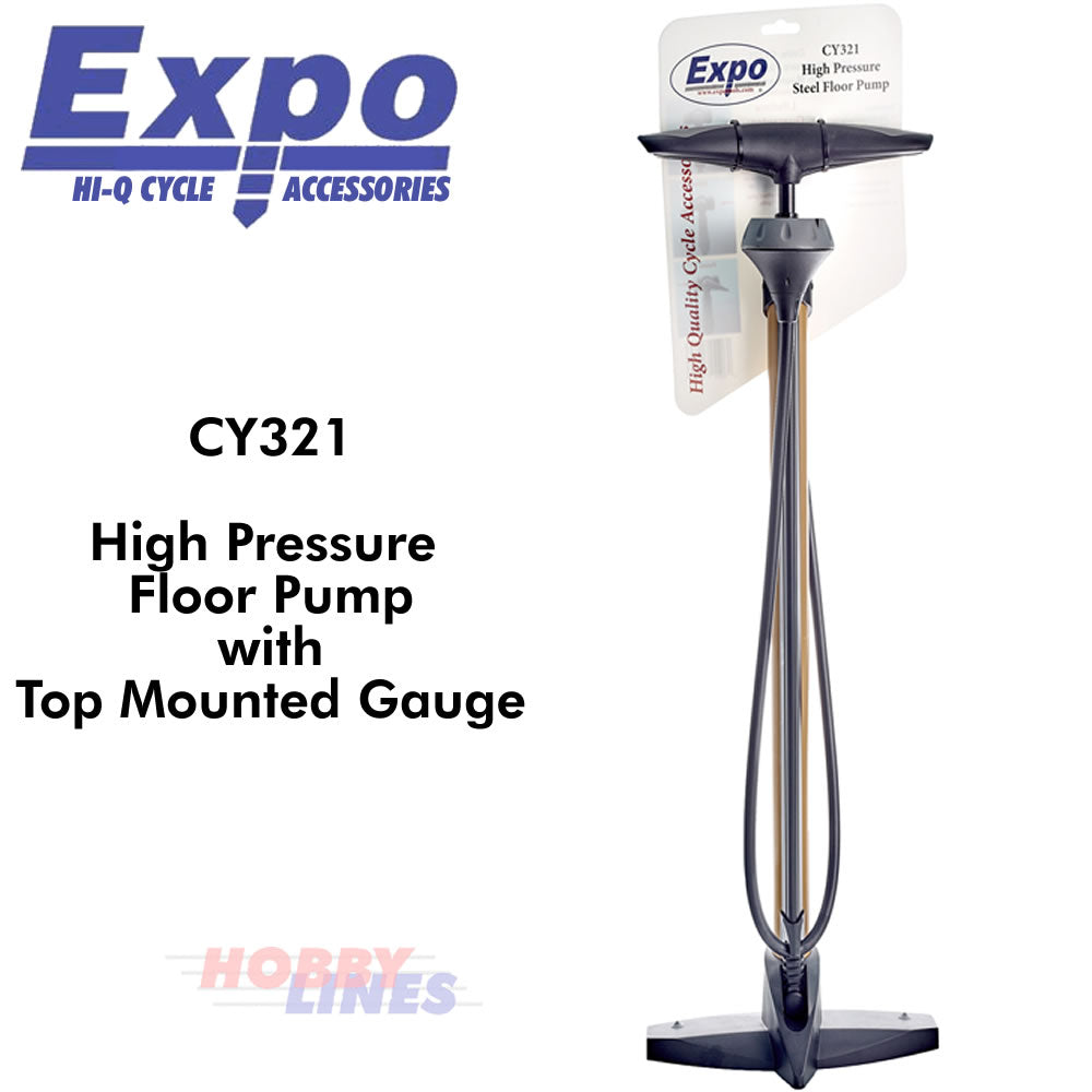 FLOOR PUMP High Pressure 160PSI Max Top Gauge Presta Schraeder ExpoTools CY321