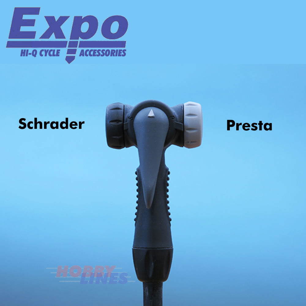FLOOR PUMP High Pressure 160PSI Max Top Gauge Presta Schraeder ExpoTools CY321