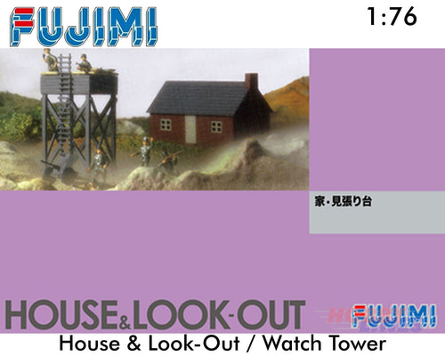 House & Look-Out Watch Tower  WWII Diorama 1:76 scale model kit  Fujimi F761084