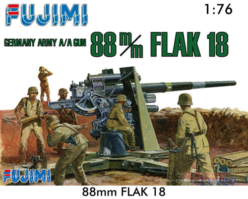 GERMAN 88mm ANTI-TANK FlaK 18 GUN WWII 1:76 scale model kit Fujimi F761206