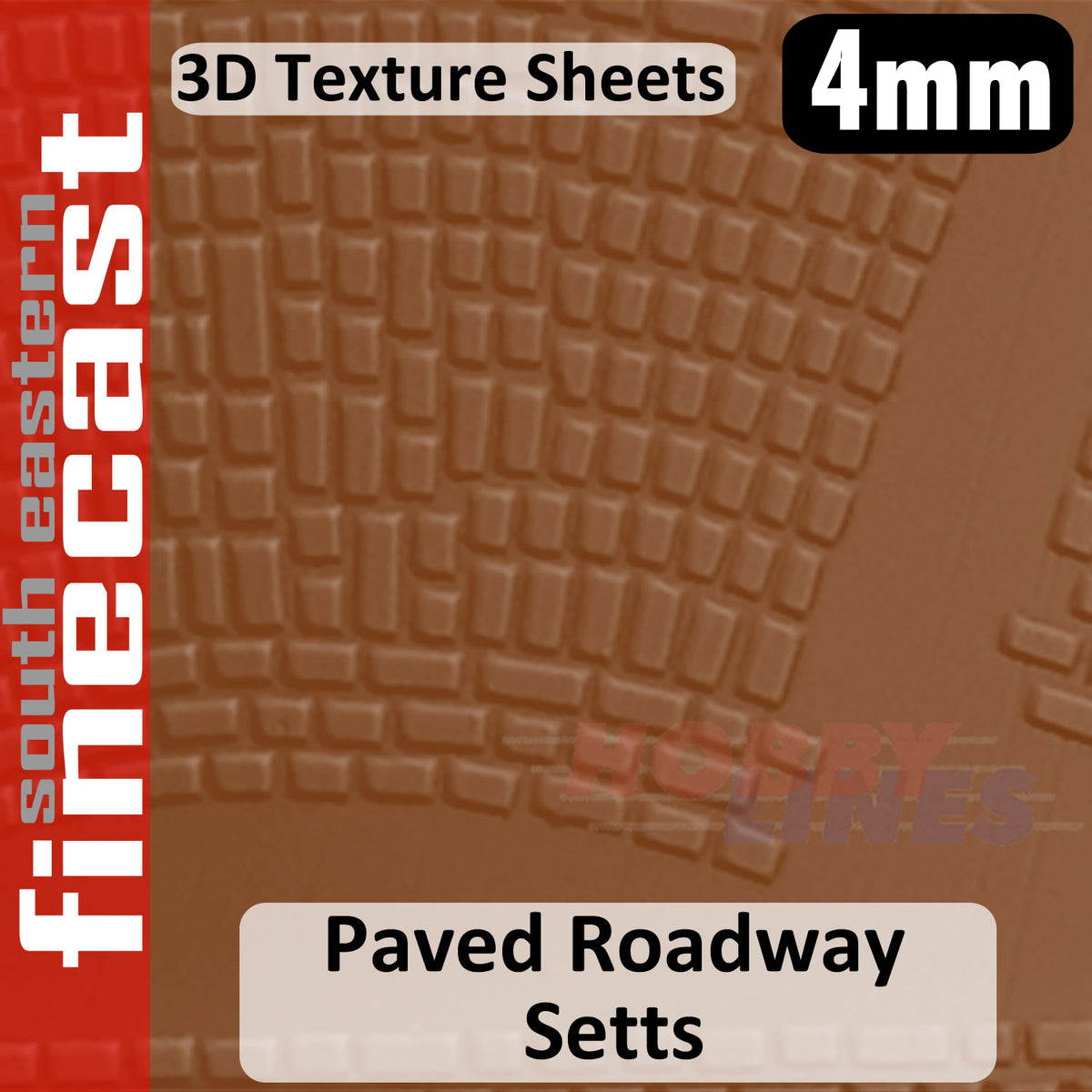 Paved Roadway Setts Cobbles 1:76 OO 4mm 3D Texture Sheet FINECAST FBS420B