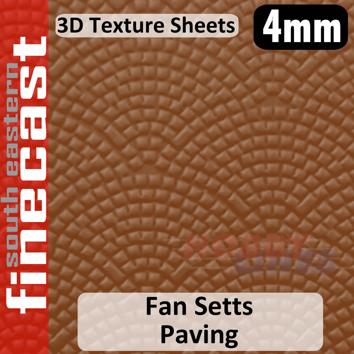 Paved Roadway Fan Setts Cobble 1:76 OO 4mm 3D Texture Sheet FINECAST FBS421B