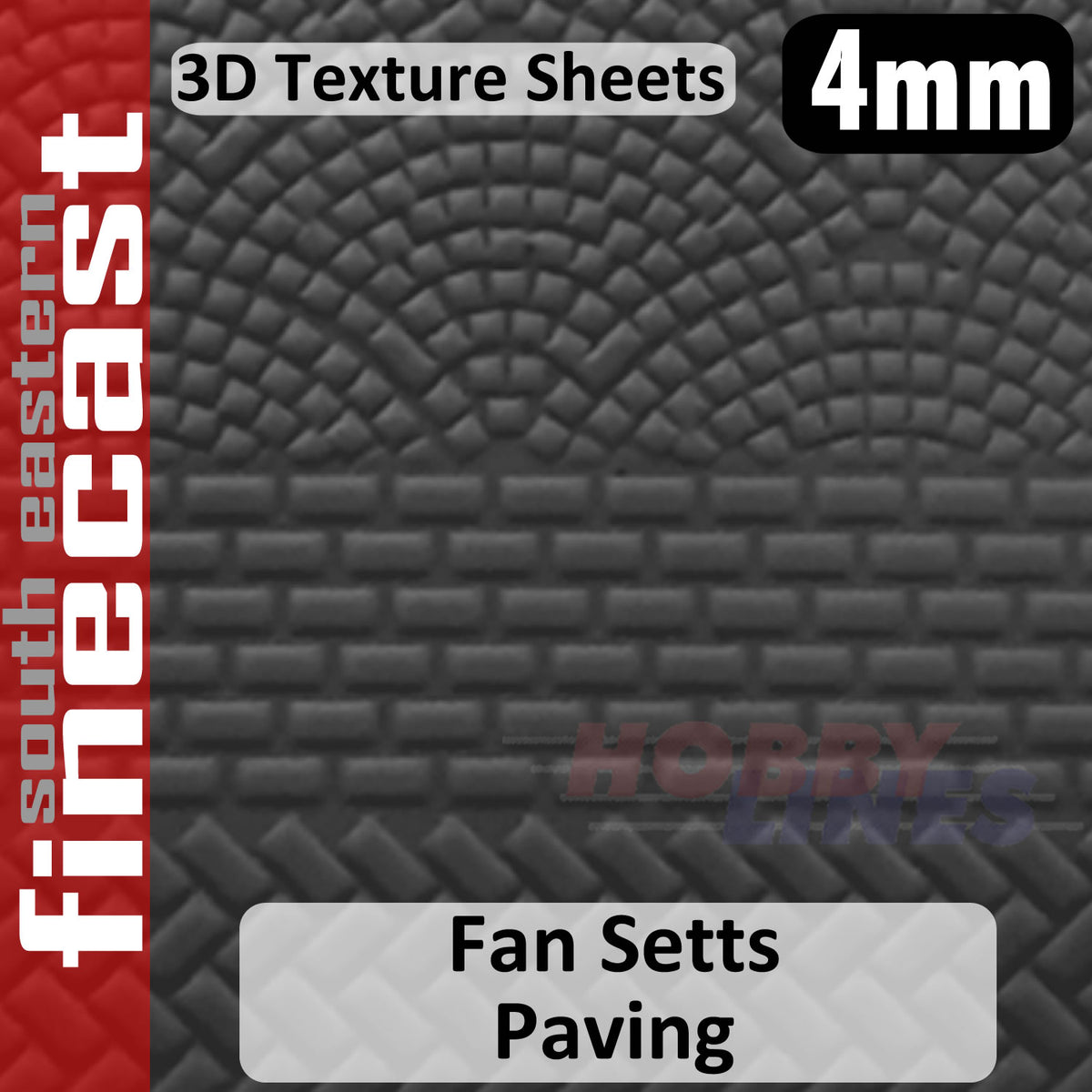 Paved Roadway Fan Setts Cobble 1:76 OO 4mm 3D Texture Sheet FINECAST FBS421G