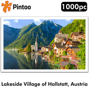 Showpiece Puzzle LAKESIDE VILLAGE HALLSTATT AUSTRIA 20"x32" 1000pc PINTOO H1785