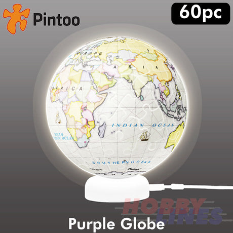 3D Puzzle PURPLE GLOBE 3" LED USB light Translucent Earth 60pc PINTOO J1021