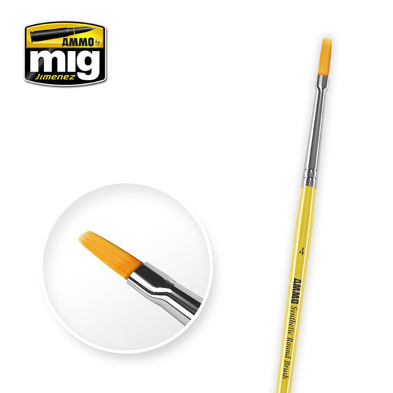 Flat Brush Size 4 high quality synthetic fibre bristles AMMO Mig Jimenez Mig8620