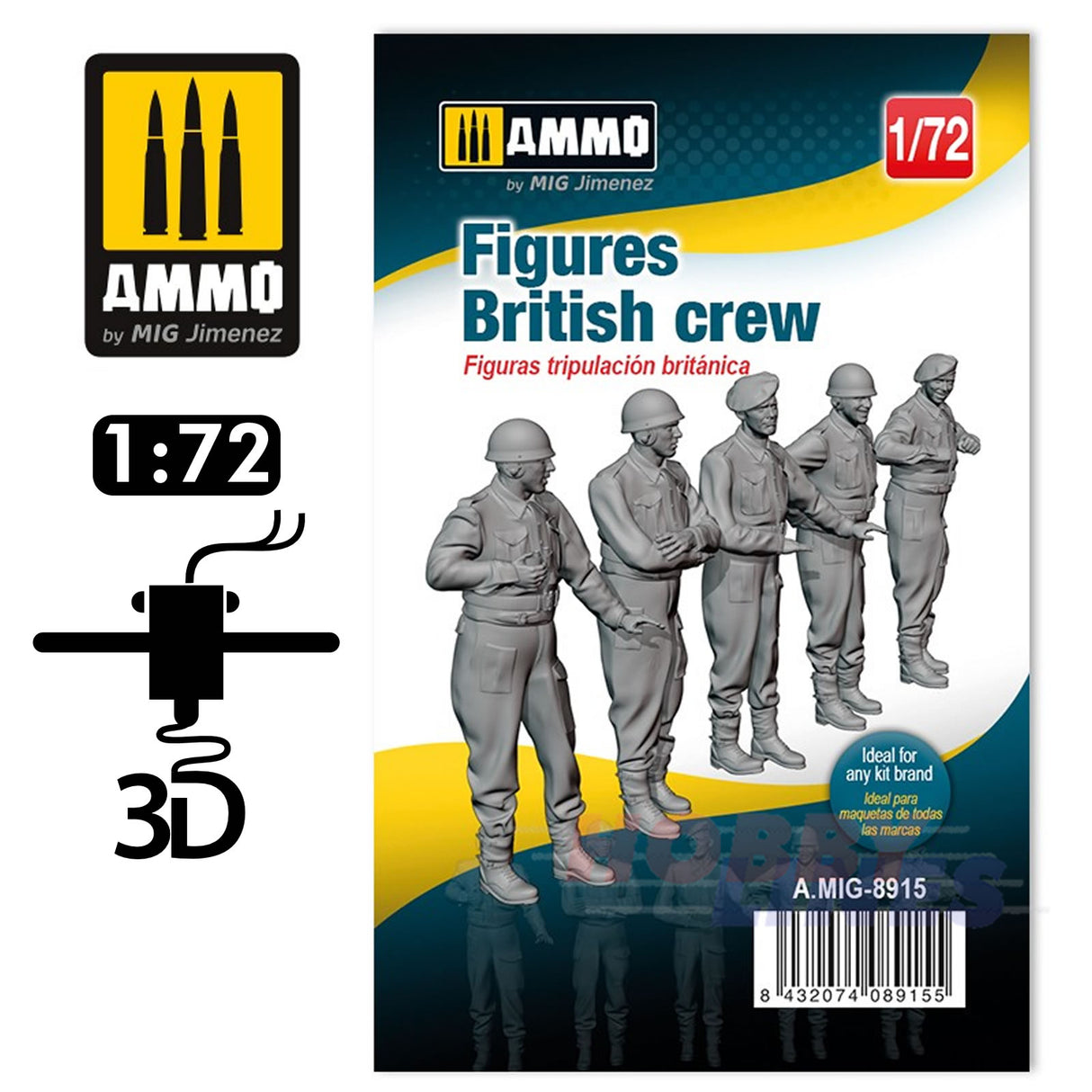 Figures BRITISH CREW WWII 1:72 vehicles &tanks 3D print AMMO Mig Jimenez MIG8915
