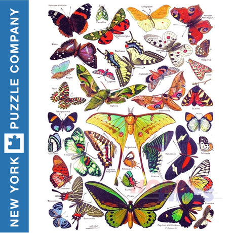 BUTTERFLIES ~ PAPILLONS New York Puzzle Company 1000pc Jigsaw PD633