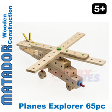Load image into Gallery viewer, Matador Planes Explorer Wood Construction Set Building Blocks Bricks 65pc age 5+

