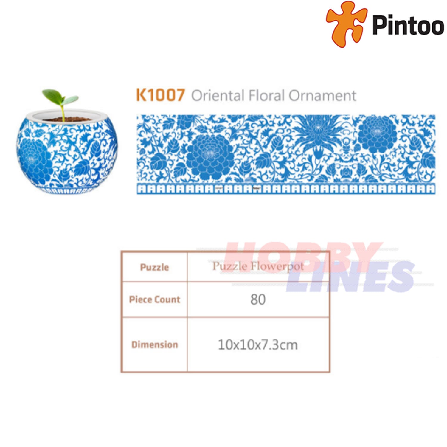 3D Puzzle FLOWERPOT Danish Folklore Style 80 pieces PINTOO Puzzles K1055